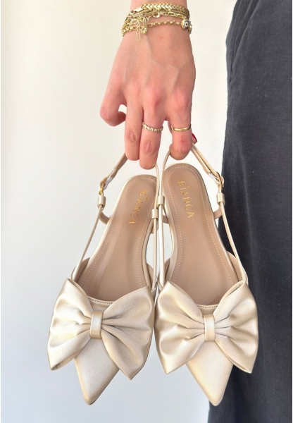 Cenya Bej Saten Babet Ayakkabı