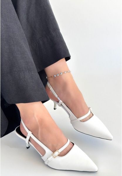 Darina Beyaz Cilt Topuklu Ayakkabı