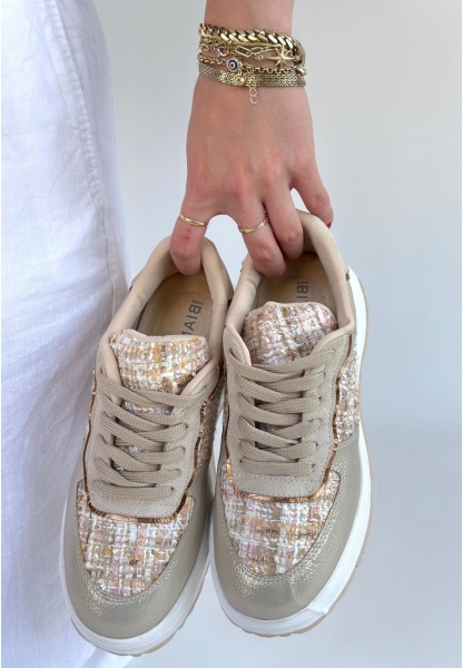 Hawer Bej Cilt Bağcıklı Spor Ayakkabı