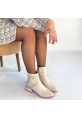 İnay Bej Cilt Topuklu Bot