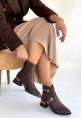İnay Kahverengi Cilt Topuklu Bot