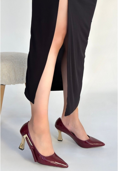 İnja Bordo Rugan Topuklu Ayakkabı