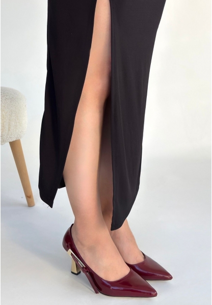 İnja Bordo Rugan Topuklu Ayakkabı