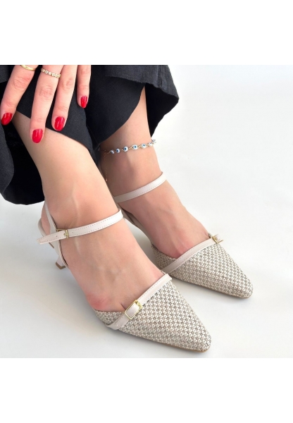 Lanna Bej Cilt Topuklu Ayakkabı