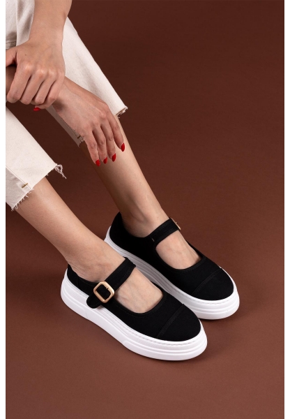 Lunni Siyah Keten Spor Ayakkabı