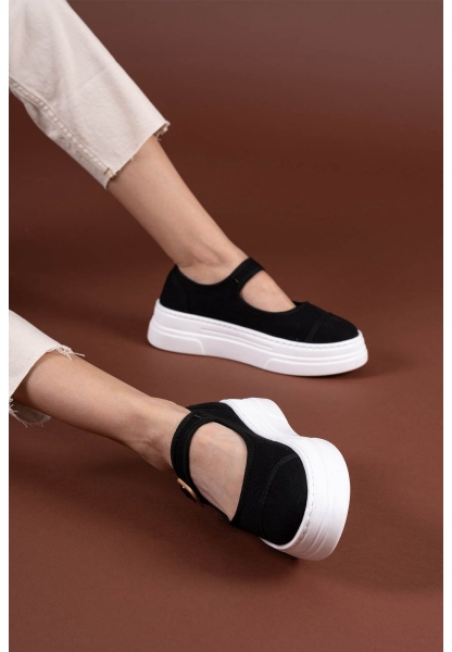 Lunni Siyah Keten Spor Ayakkabı