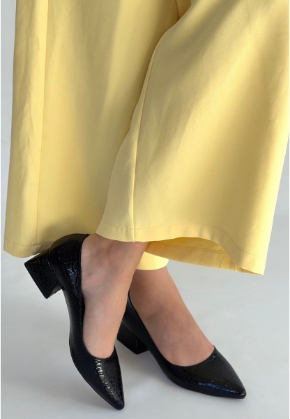 Meort Siyah Rugan Topuklu Ayakkabı