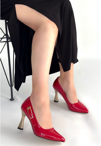 Motya Kırmızı Rugan Topuklu Ayakkabı