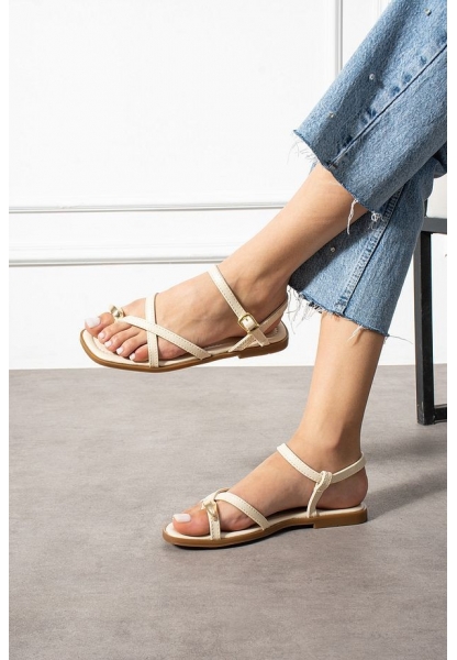 Nordi Bej Cilt Kemerli Sandalet
