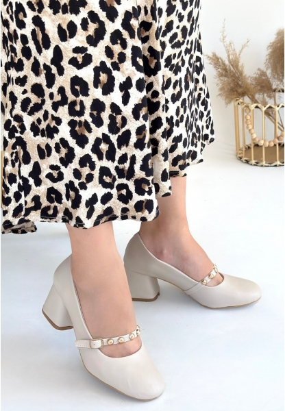 Tino Bej Cilt Topuklu Ayakkabı