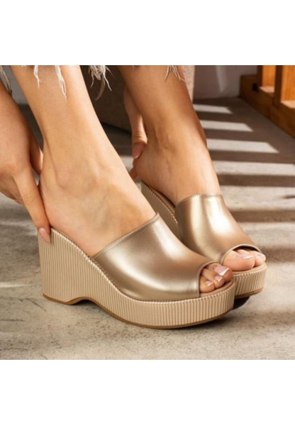 Tlay Bej Cilt Dolgu Topuk Terlik