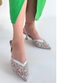Toyi Gümüş Saten Topuklu Ayakkabı