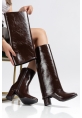 Wila Kahverengi Parlak Topuklu Tak Çıkar Çizme