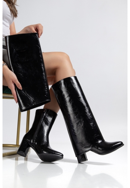 Wila Siyah Parlak Topuklu Tak Çıkar Çizme
