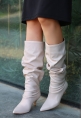 Zelya Bej Cilt Topuklu Çizme