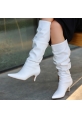 Zelya Beyaz Cilt Topuklu Çizme